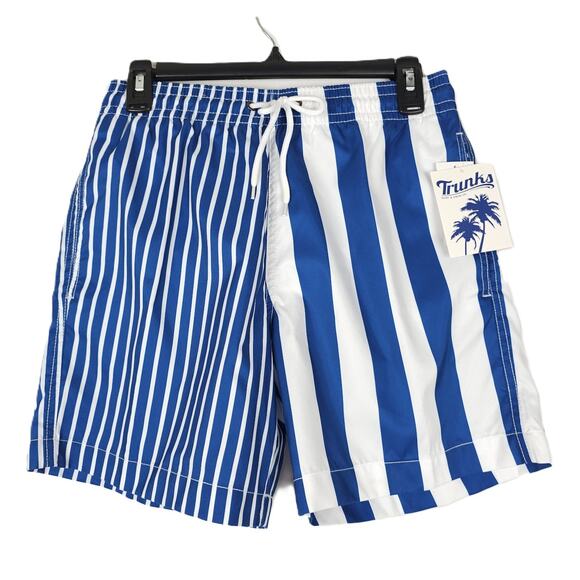 Trunks Surf & Swim Co. Men's Sano Stripe Blocked 6" Swim Short Blue Medium NWT - Picture 1 of 8